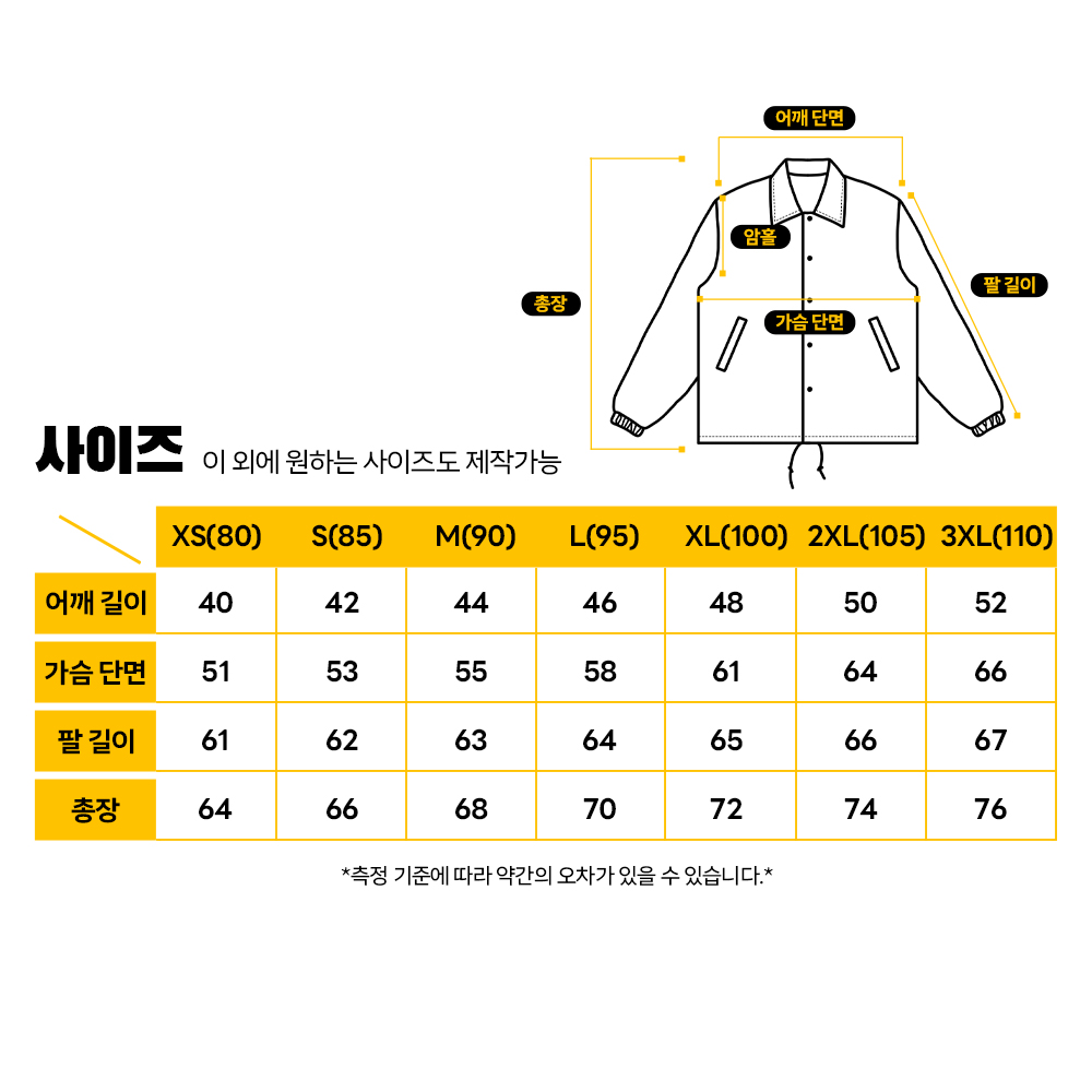 코치자켓 주문서 작성 가이드